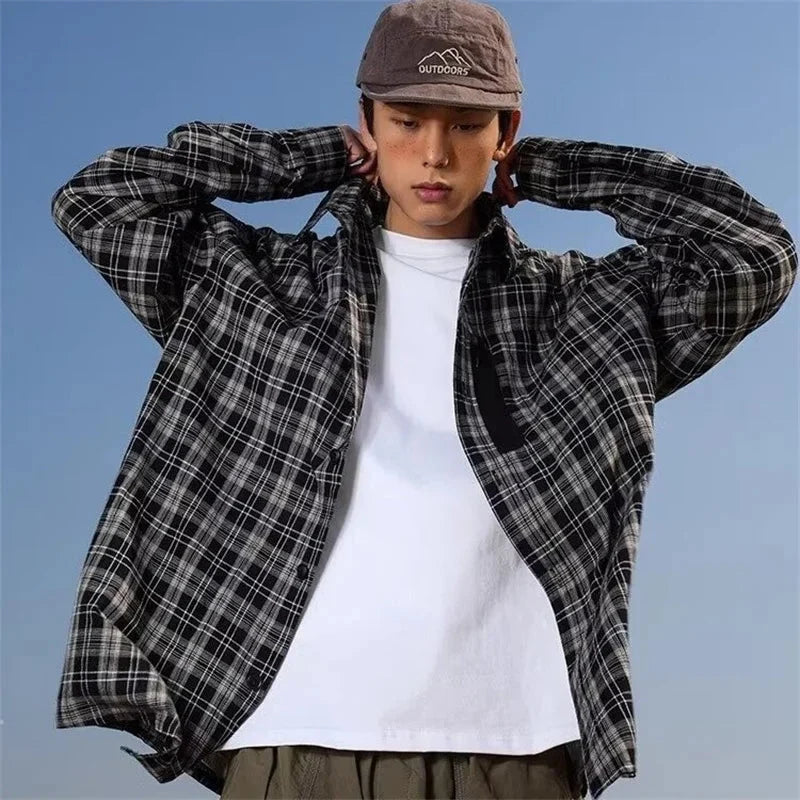 Vintage Plaid Long Sleeve Button Up Shirt — dettaglio della stampa