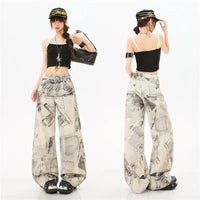 Vintage Print Wide Leg Baggy Jeans — in alternativa