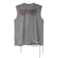 Vintage Spider Web Distressed Tank Top — dettaglio della stampa