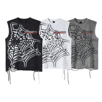 Vintage Spider Web Distressed Tank Top — vista laterale
