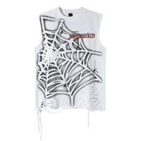Vintage Spider Web Distressed Tank Top — vista posteriore
