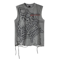 Vintage Spider Web Distressed Tank Top — vista frontale