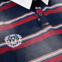 Vintage Striped Washed Mock Two Layer Polo Shirt — vista laterale