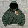 Y2K Vintage Tiger Embroidered Green Zip Up Hoodie