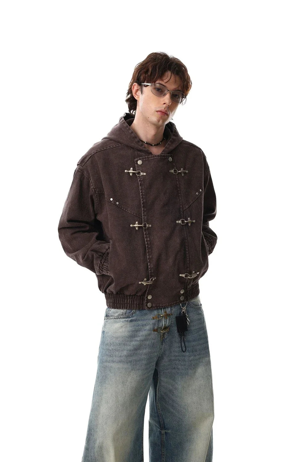Vintage Washed Airplane Clip Denim Jacket Coat — dettaglio della stampa