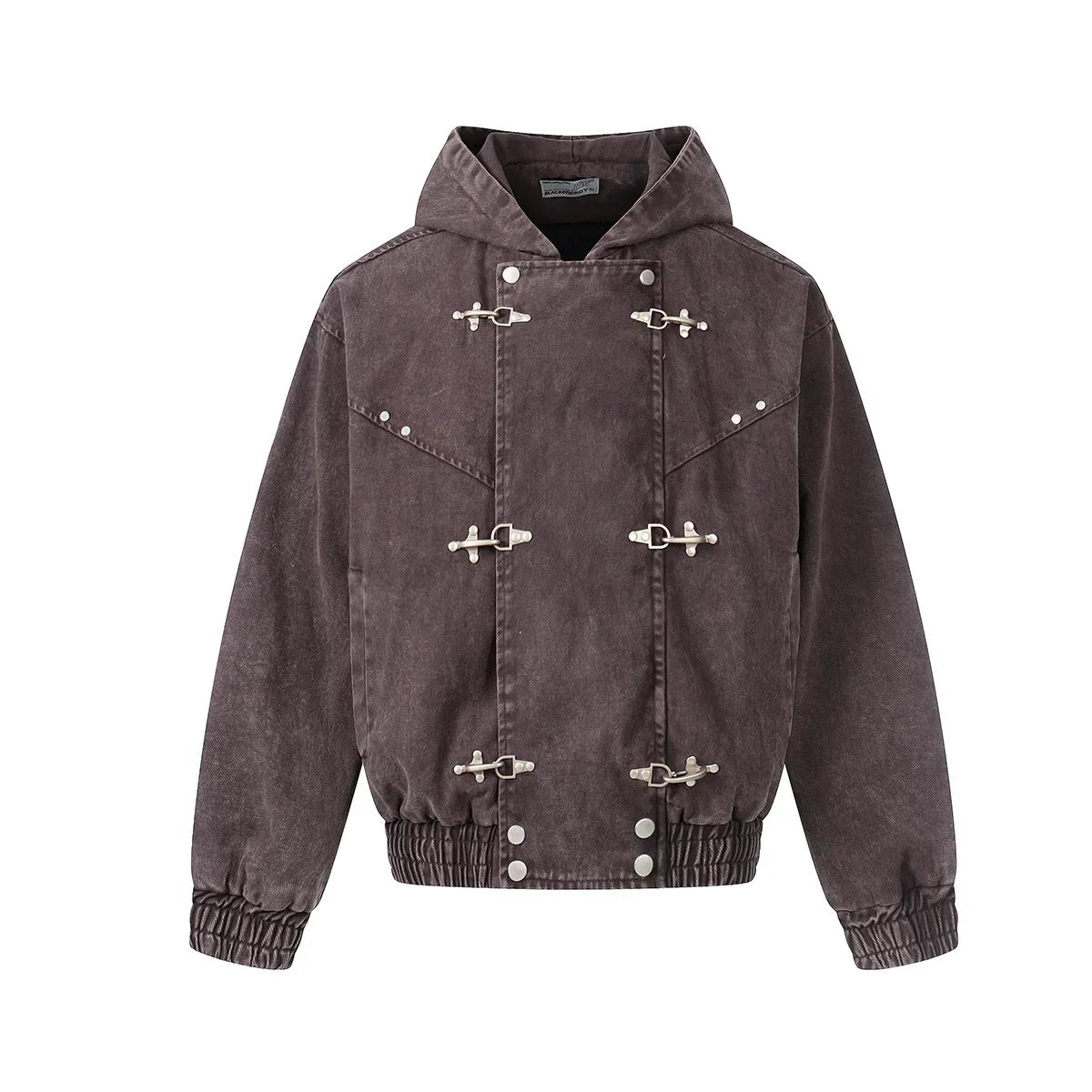 Vintage Washed Airplane Clip Denim Jacket Coat — vista frontale