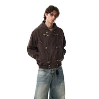 Vintage Washed Airplane Clip Denim Jacket Coat — dettaglio