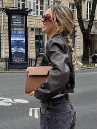 Vintage Washed Cropped Leather Jacket — in alternativa