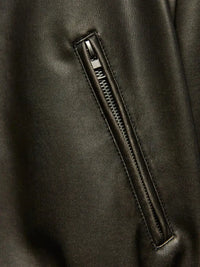 Vintage Washed Cropped Leather Jacket — dettaglio del tessuto