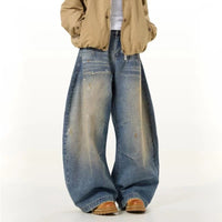 Vintage Wide Leg Washed Faux Dirt Barrel Jeans — dettaglio