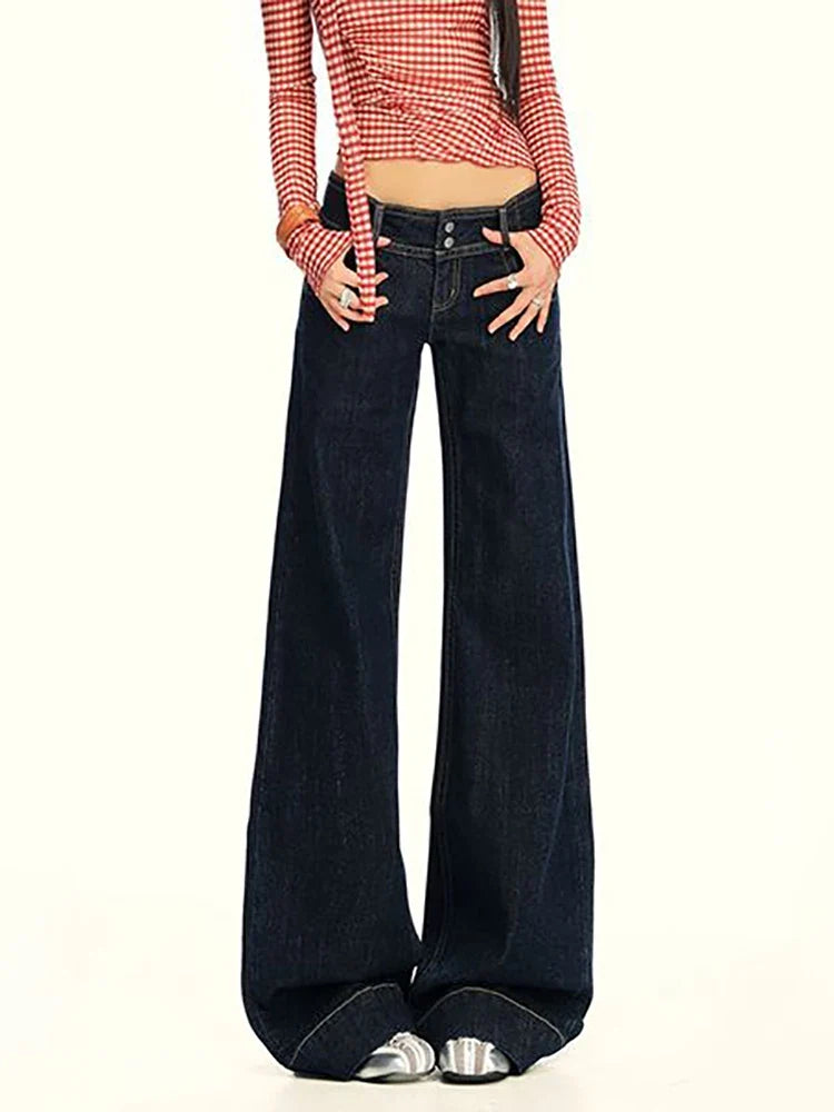 Vintage Womens Low Waist Wide Leg Jeans — dettaglio