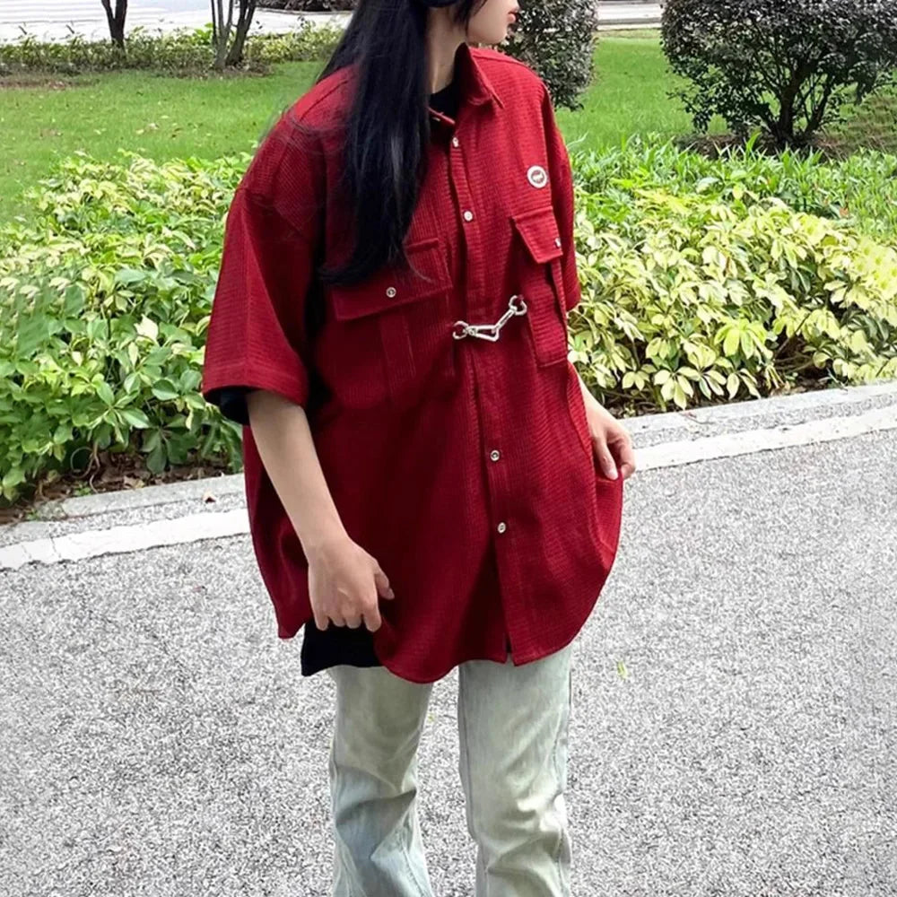 Waffle Button Up Short Sleeve Shirt — vista laterale