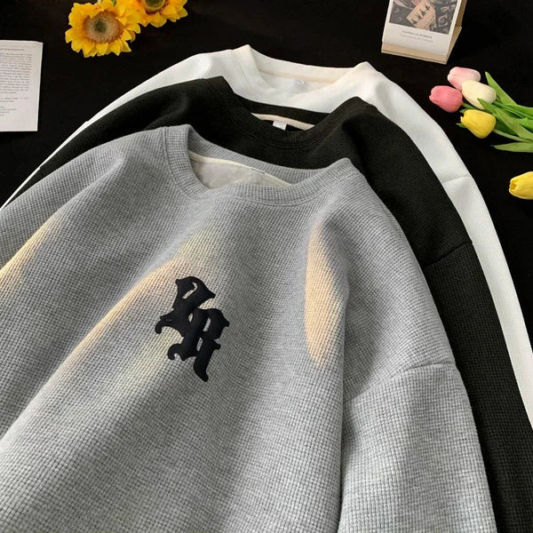 Waffle Print Sweatshirt — vista frontale
