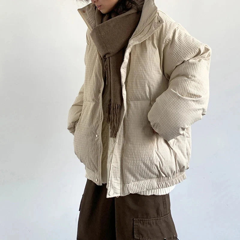 Waffle Shell Padded Puffer Jacket Coat — vista laterale