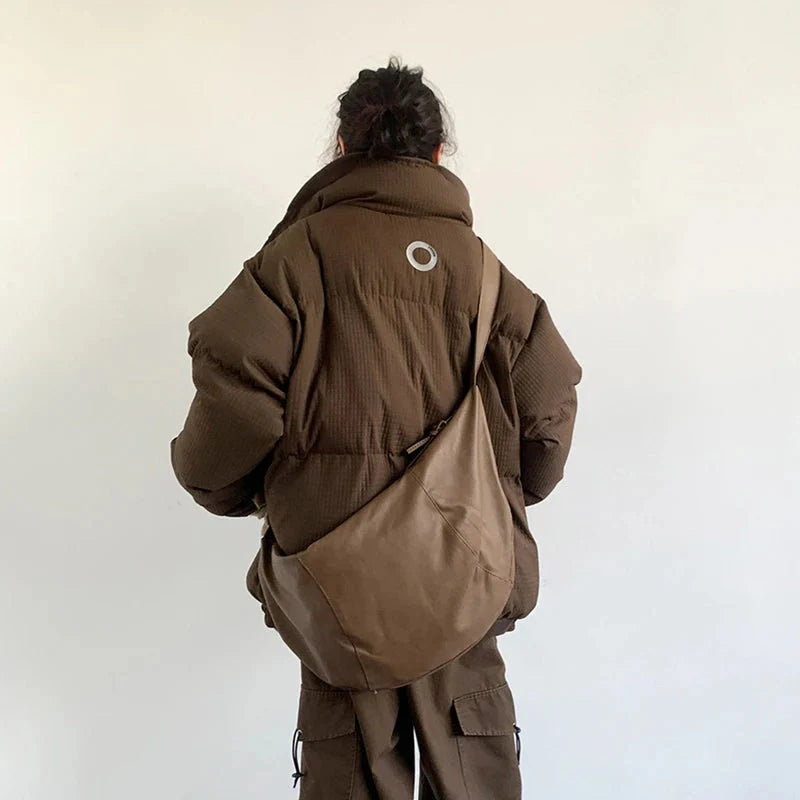 Waffle Shell Padded Puffer Jacket Coat — dettaglio del tessuto