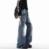 Warning Print Denim Jeans — dettaglio