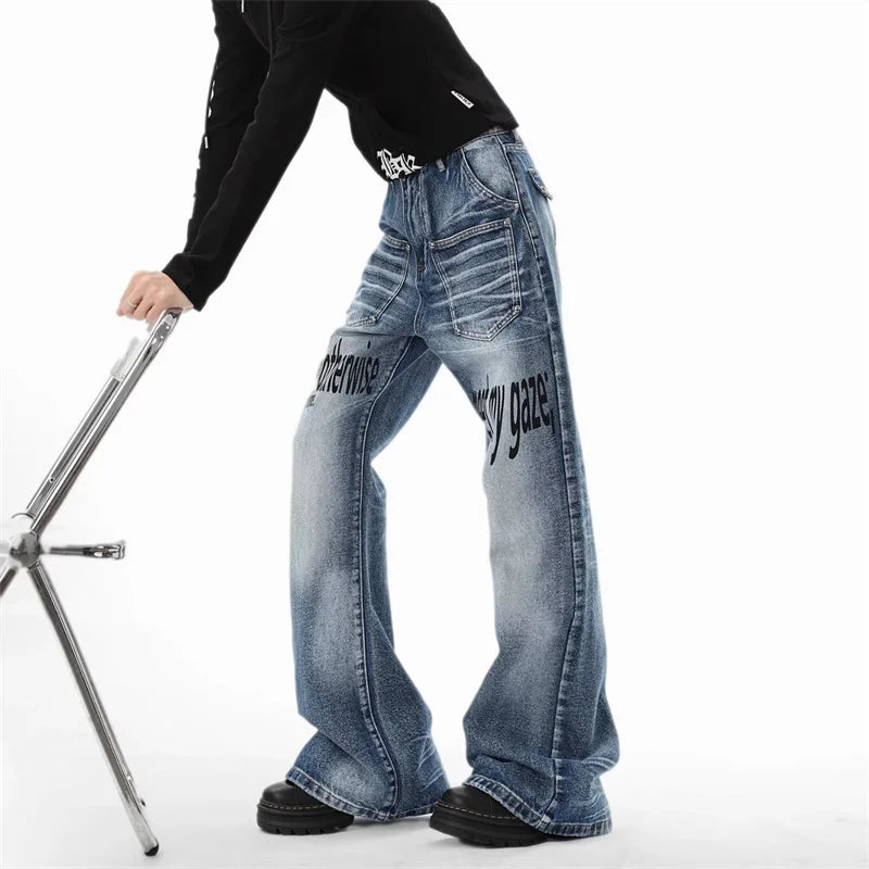 Warning Print Denim Jeans — in alternativa