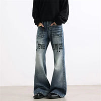 Warning Print Denim Jeans — vista posteriore