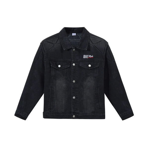 Washed Armour Panel Denim Jacket — vista frontale