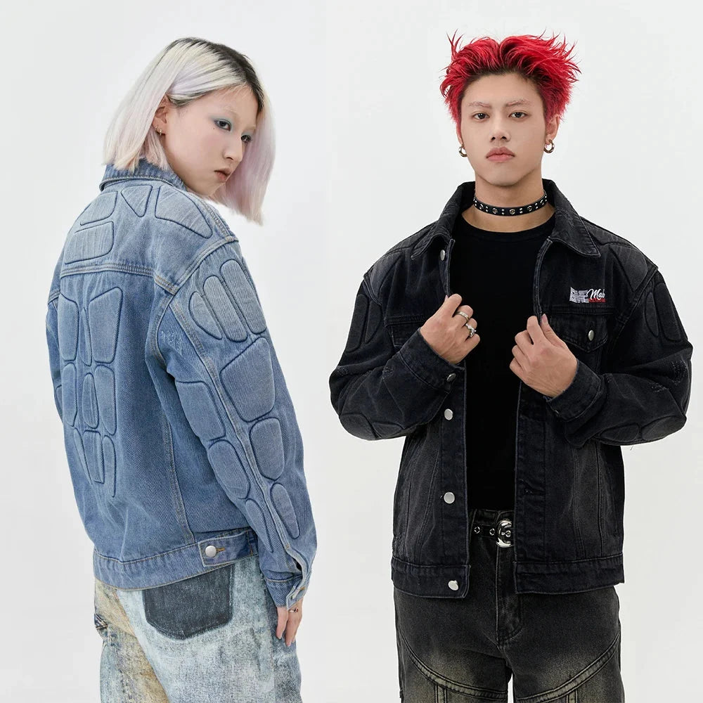 Washed Armour Panel Denim Jacket — dettaglio