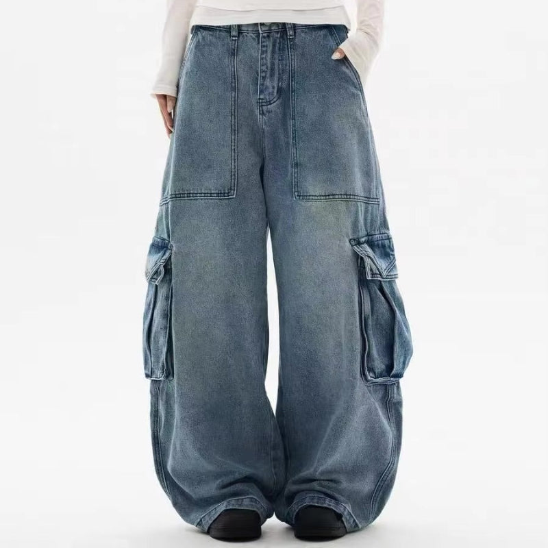 Washed Baggy Barrel Cargo Jeans — vista posteriore