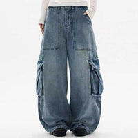 Washed Baggy Barrel Cargo Jeans — vista posteriore