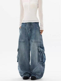 Washed Baggy Barrel Cargo Jeans — dettaglio