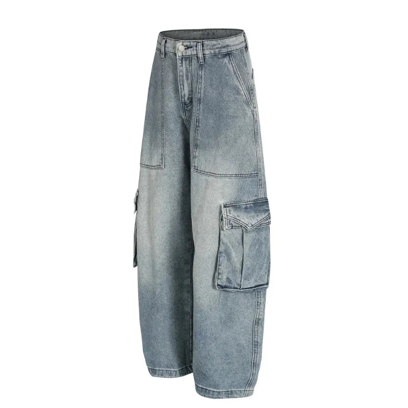Washed Baggy Barrel Cargo Jeans — dettaglio della stampa