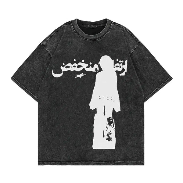 Washed Faded Graphic T Shirt — vista frontale