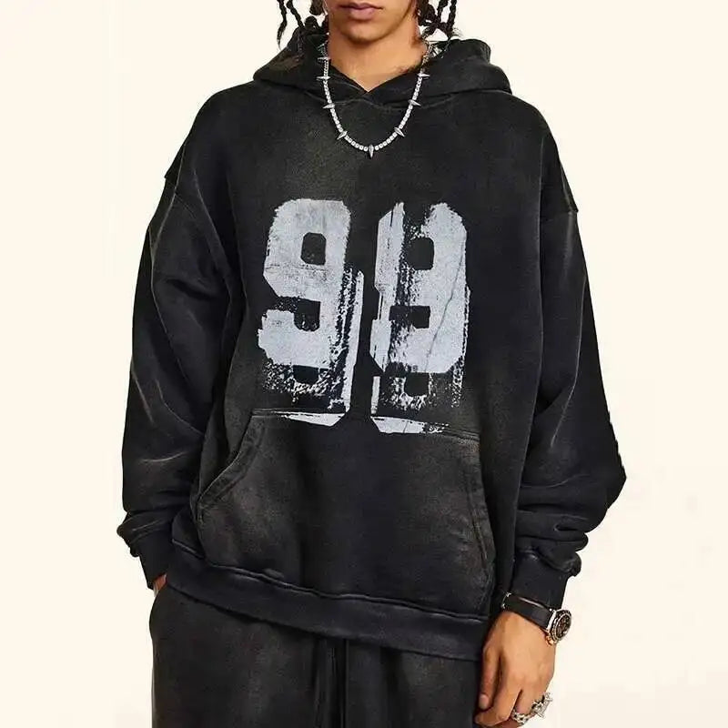 Washed Graphic "99" Hoodie — vista completa