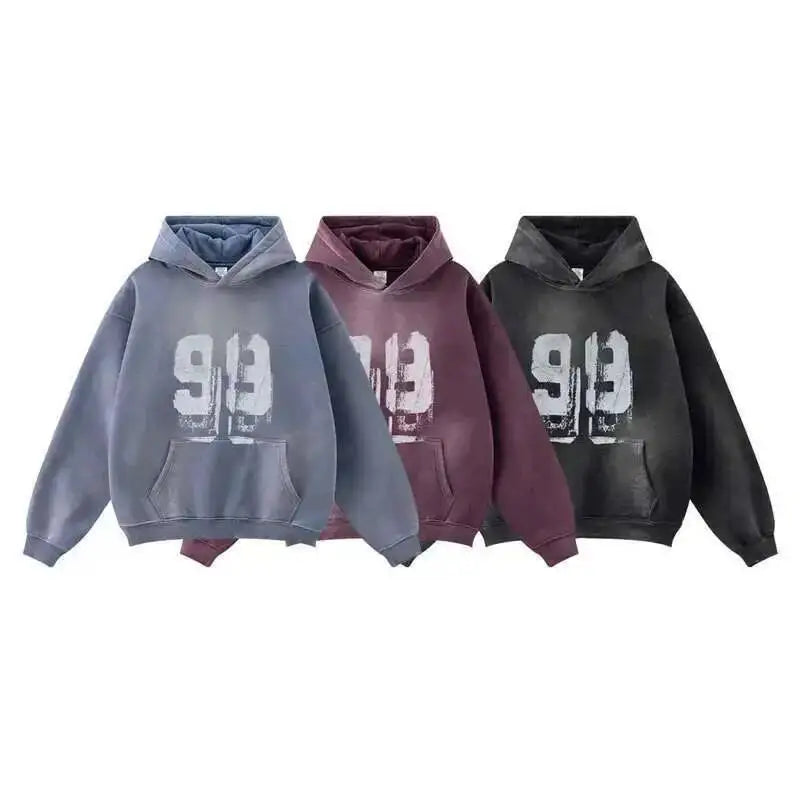 Washed Graphic "99" Hoodie — vista frontale