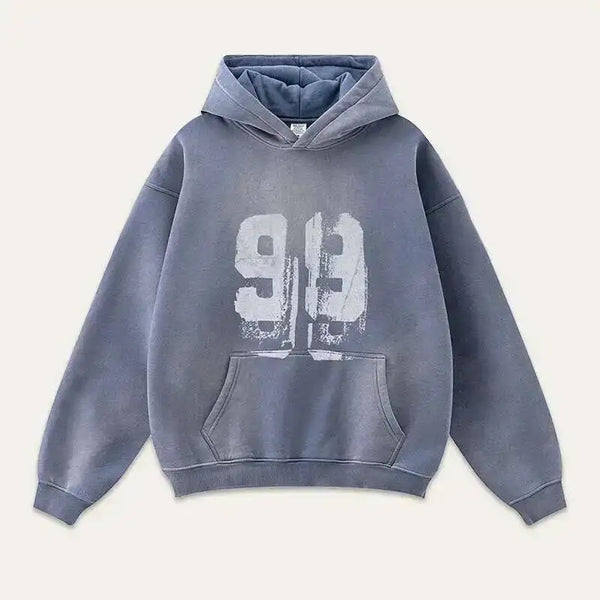 Washed Graphic "99" Hoodie — vista frontale