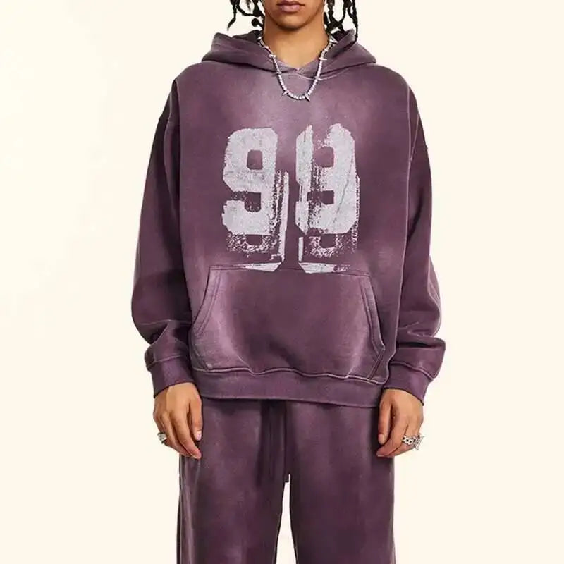 Washed Graphic "99" Hoodie — dettaglio della stampa