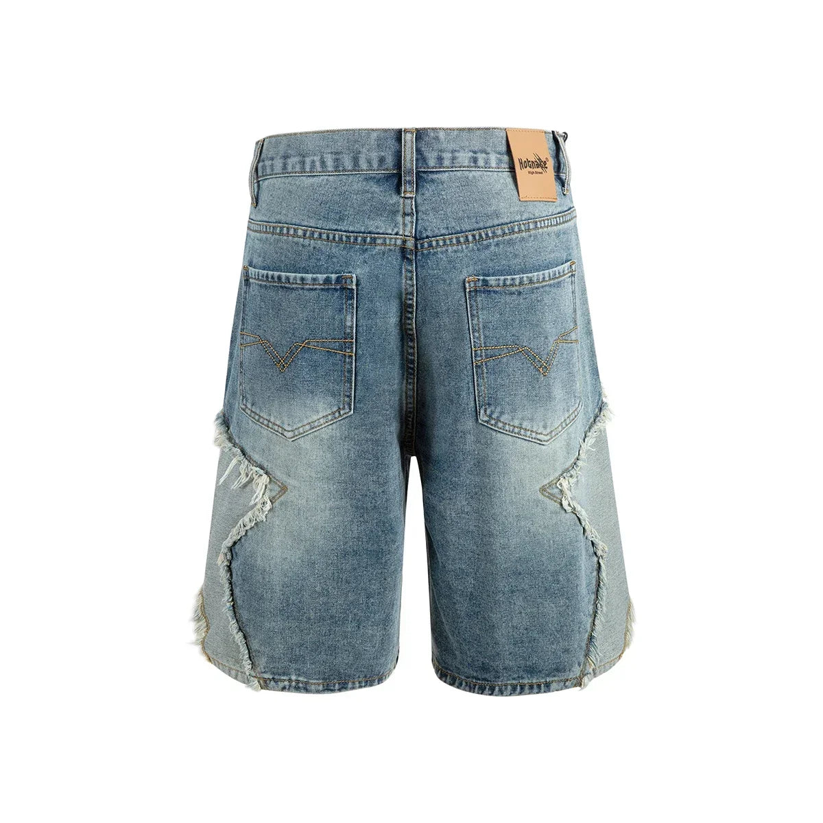 Washed Patchwork Star Straight Jorts — vista laterale