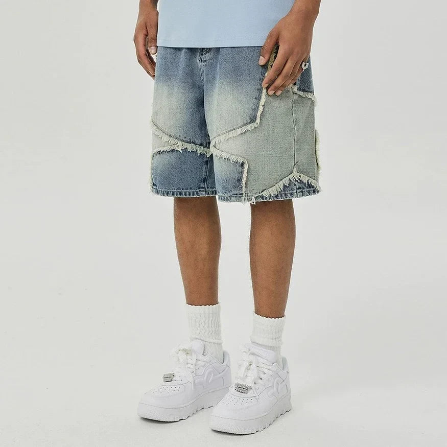 Washed Patchwork Star Straight Jorts — dettaglio della stampa