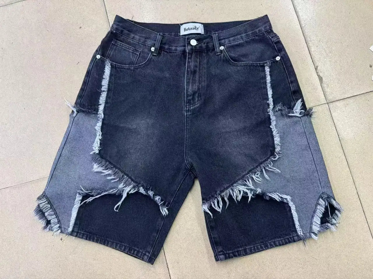 Washed Patchwork Star Straight Jorts — vista posteriore