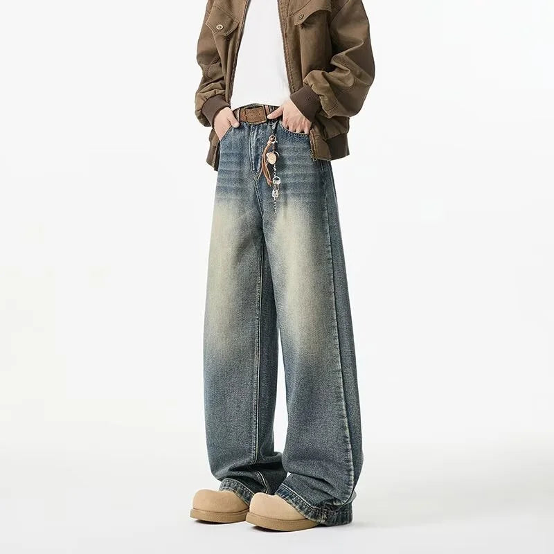 Washed Straight Leg Jeans — vista frontale