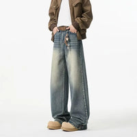 Washed Straight Leg Jeans — vista frontale