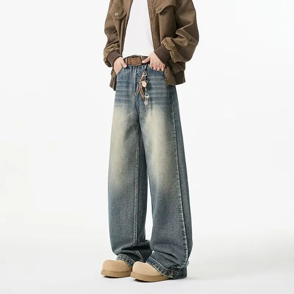 Washed Straight Leg Jeans — vista frontale
