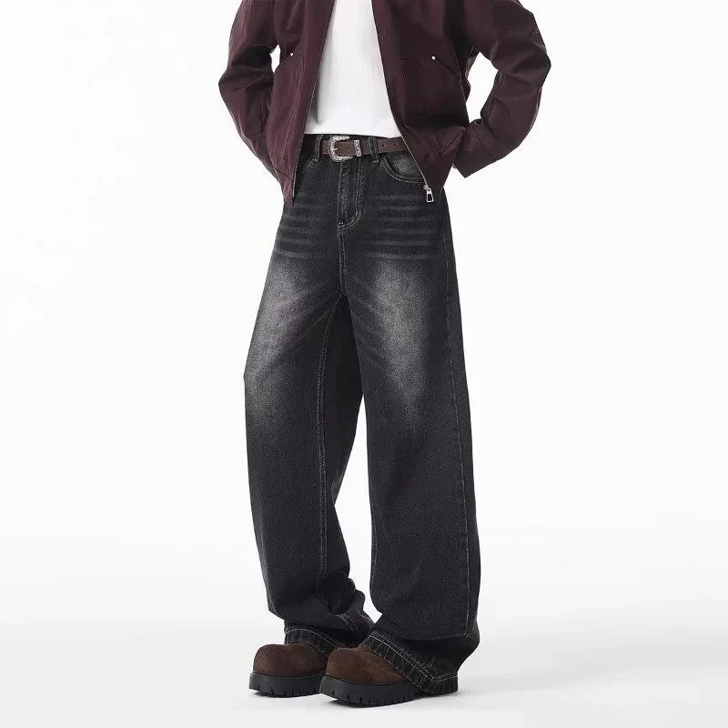 Washed Straight Leg Jeans — vista posteriore