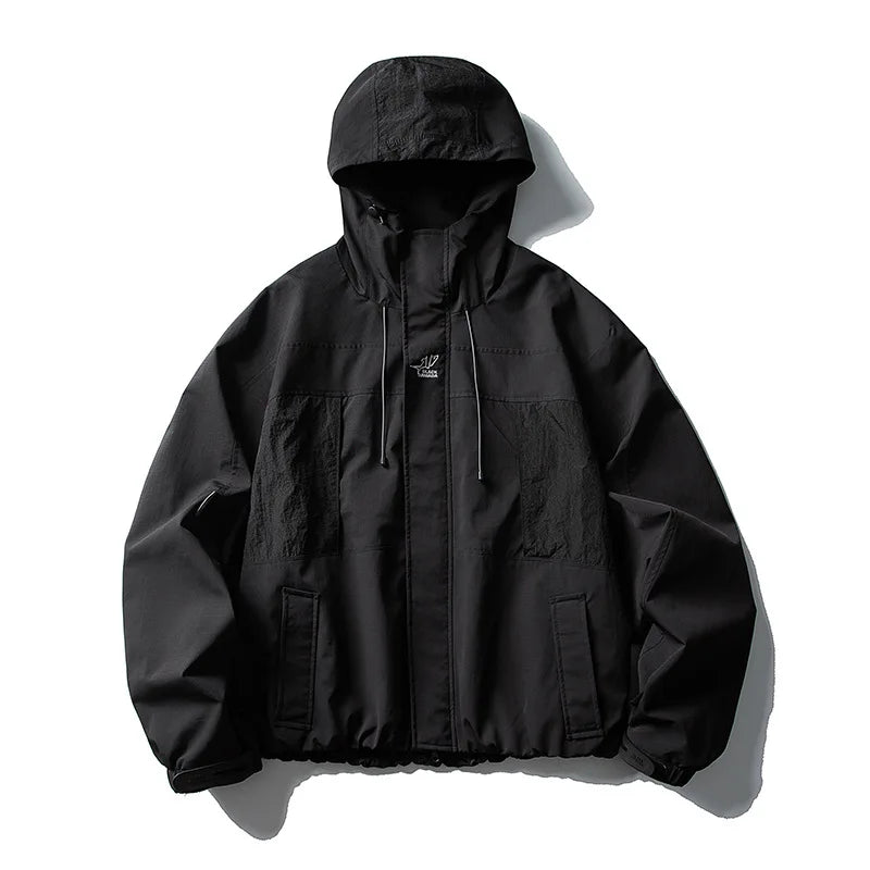 Waterproof Nylon Track Cargo Windbreaker Jacket — vista frontale