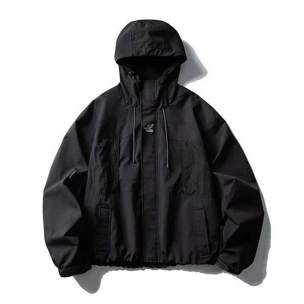 Waterproof Nylon Track Cargo Windbreaker Jacket — vista frontale