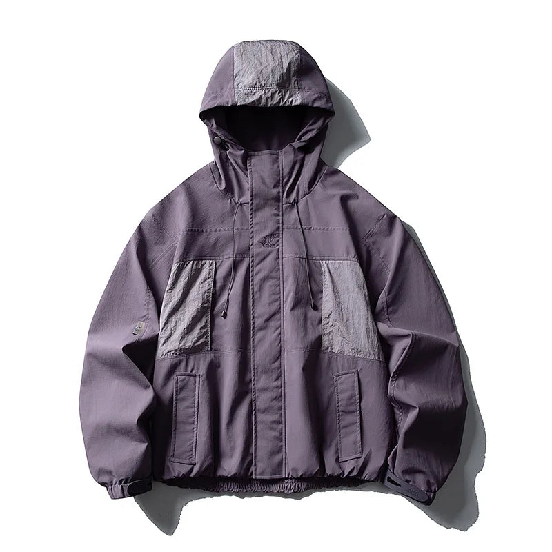 Waterproof Nylon Track Cargo Windbreaker Jacket — dettaglio della stampa