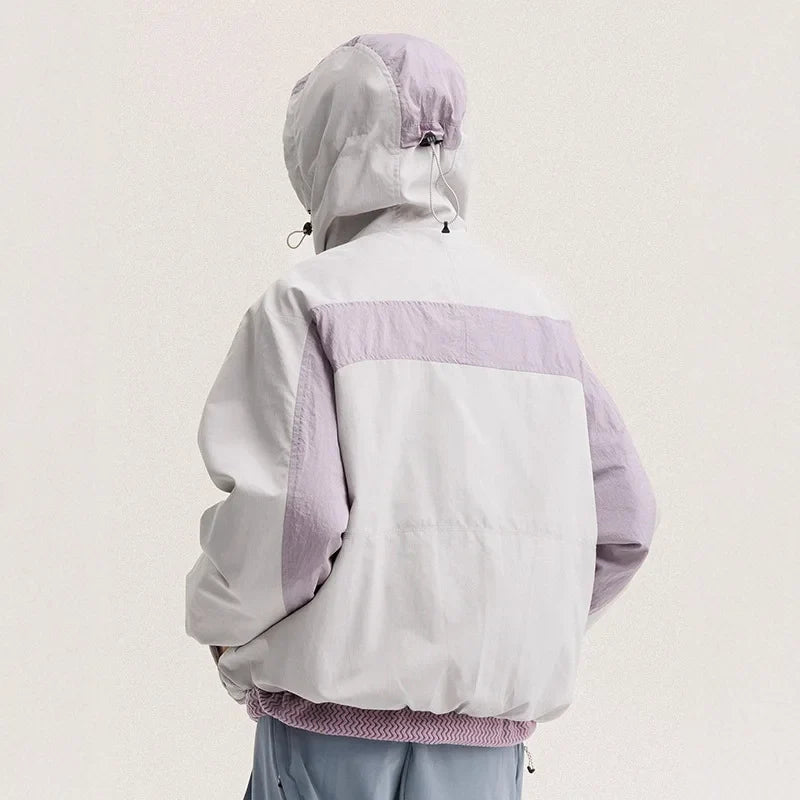 Waterproof Nylon Track Cargo Windbreaker Jacket — dettaglio del tessuto