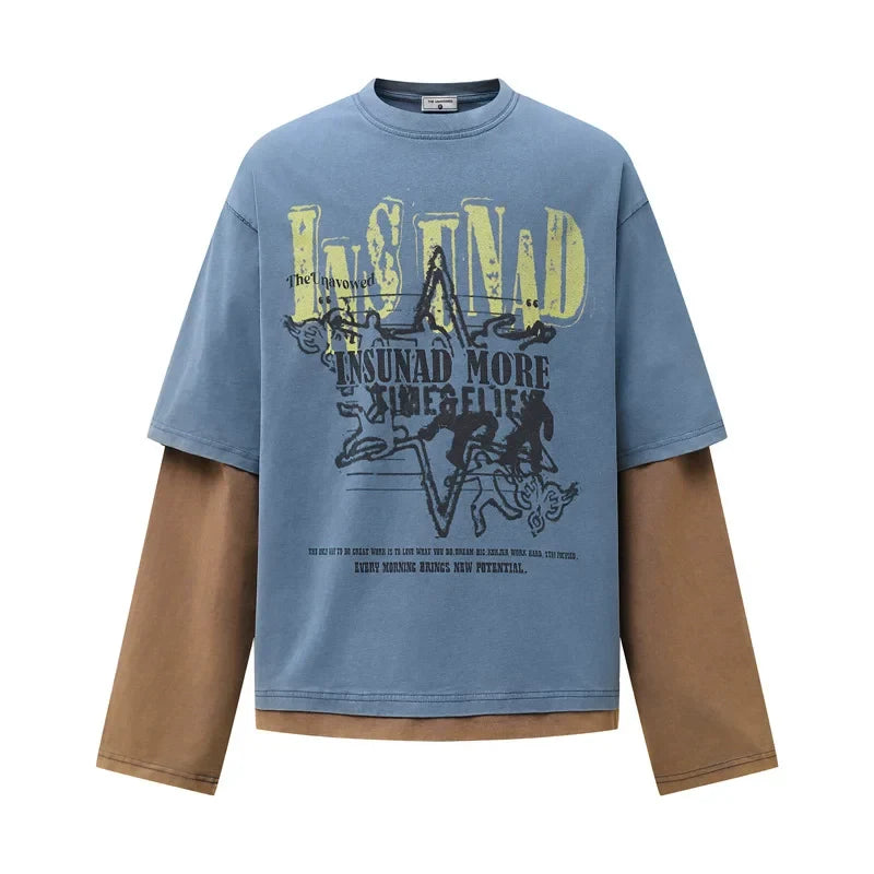Western Mock Layered Long Sleeve Top — vista posteriore