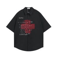 "Whats the Meaning" Graphic Print Short Sleeve Shirt — vista frontale