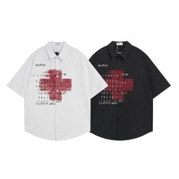 "Whats the Meaning" Graphic Print Short Sleeve Shirt — dettaglio