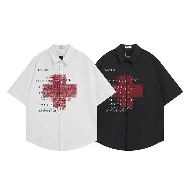 "Whats the Meaning" Graphic Print Short Sleeve Shirt — dettaglio