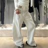 Y2K White Embroidered Baggy Jeans