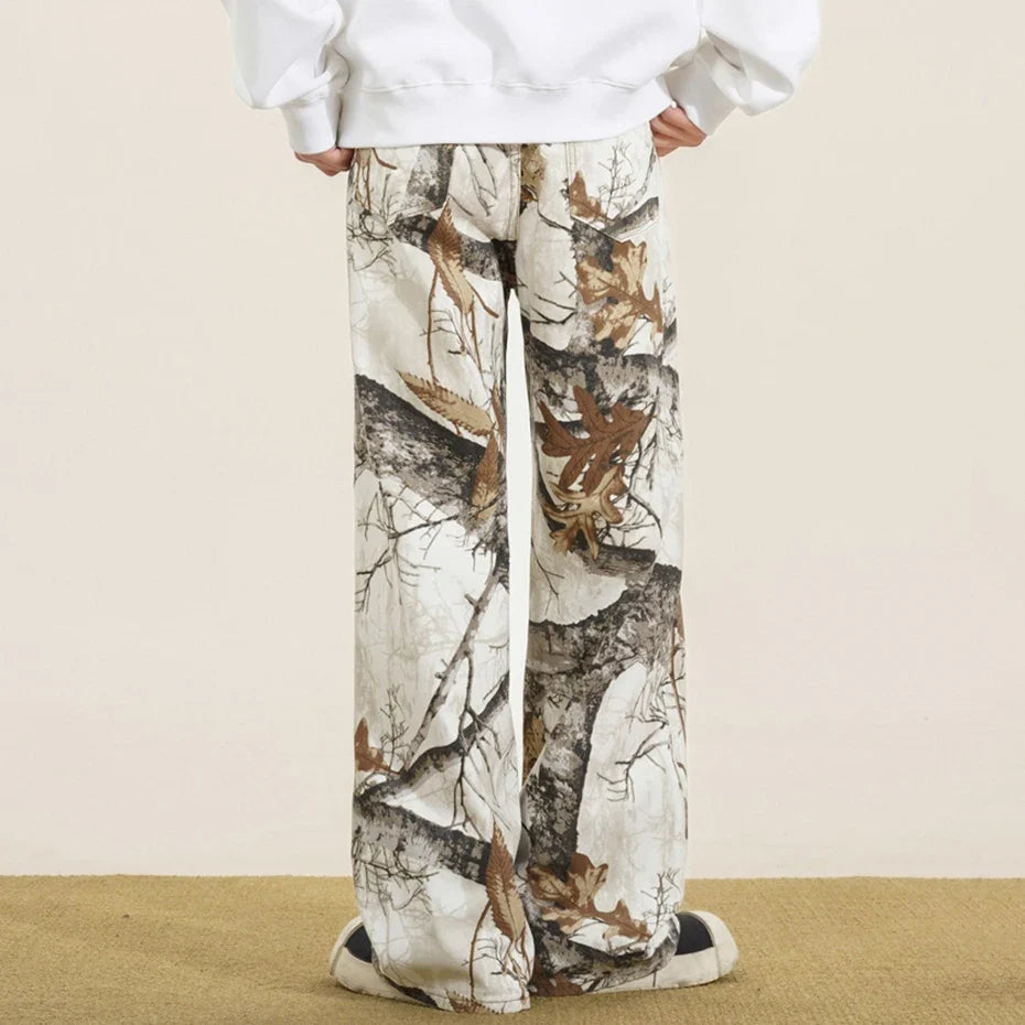 White Forest Camo Baggy Jeans — dettaglio